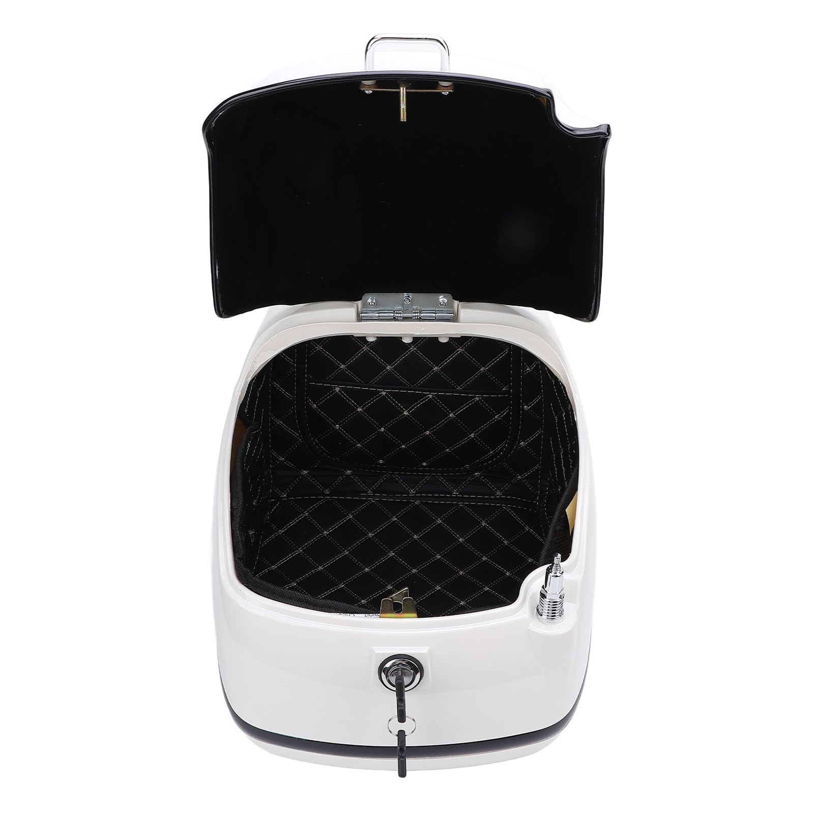 Housse de protection arrière pour moto, scooter, vélo électrique - Design rétro élégant - Résistante à l'eau - Capacité de 38 l - Coussin noir