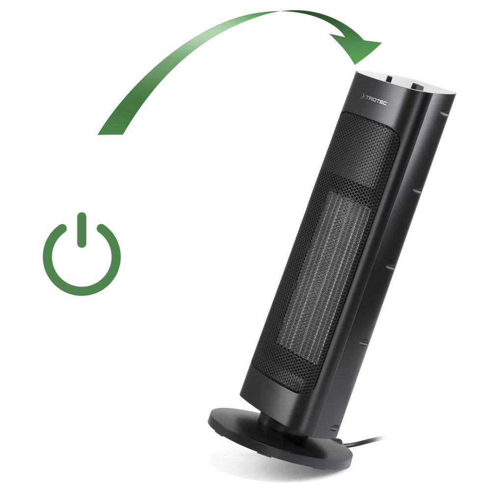 TROTEC Termoventilatore in ceramica TFC 20 E con 2 livelli di riscaldamento (1.000 W/2.000 W), oscillazione a 80°