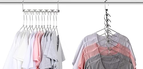Miniatura 5 de Magicool Hanger Magicool - Paquete de 8 perchas mágicas de metal en cascada que ahorran espacio, organizadores de armario, traje para camisa