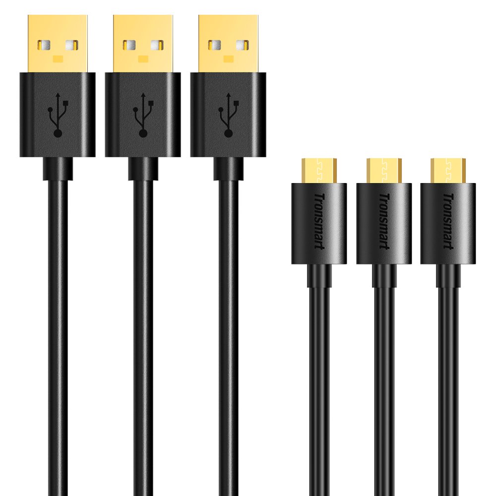 Micro USB Cable, Tronsmart [3 Pack] Durable 20AWG Charge Micro USB Cable for Galaxy S7, S7 Edge, Nexus, LG, Motorola and More (Black, 6ft x 3) (B018IAXUAA) Amazon Price History, Amazon Price Tracker