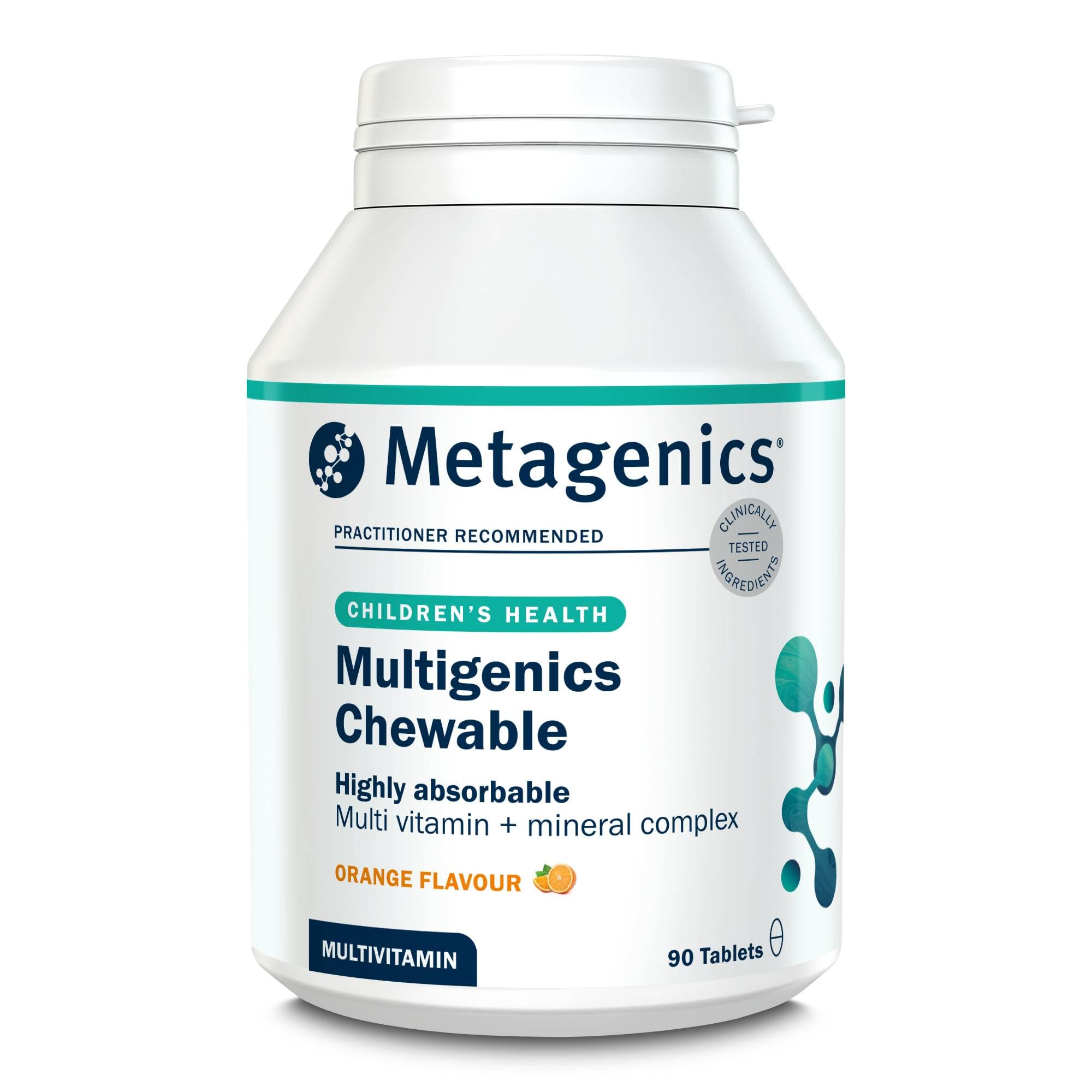 Multigenics Chewable - Highly absorbable chewable multivitamin - Supports The Immune System - Orange Flavour - 90 Tablets