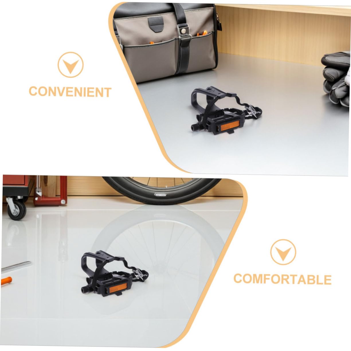 Correas de Pedales de Bicicleta Negras, 2 Pares de Nylon