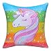 ICOSY Unicorn Mermaid Pillow Case Magic Reversible Sequin Pillow Cover Unicorn Pillows Reversible Sequins Decorative Cushion Covers 16"x16"(Rainbow Unicorn/Silver)