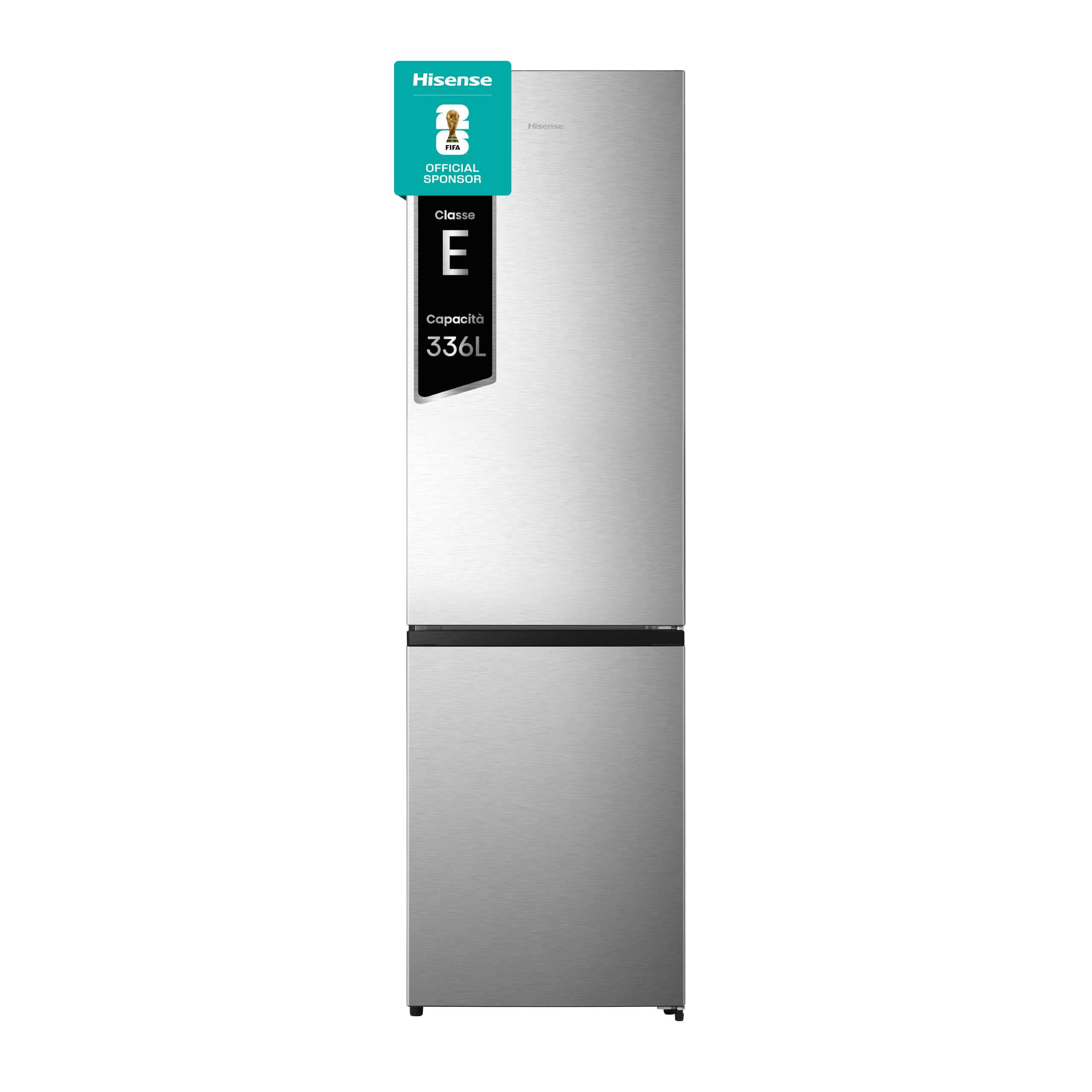 Hisense MC60336CI Frigorifero Combinato Total No Frost, Inox, 200x60 cm, Risparmio Energetico Classe C, Grande capacità 336L, Bassa Rumorosità 35db, Porta reversibile, Motore inverter
