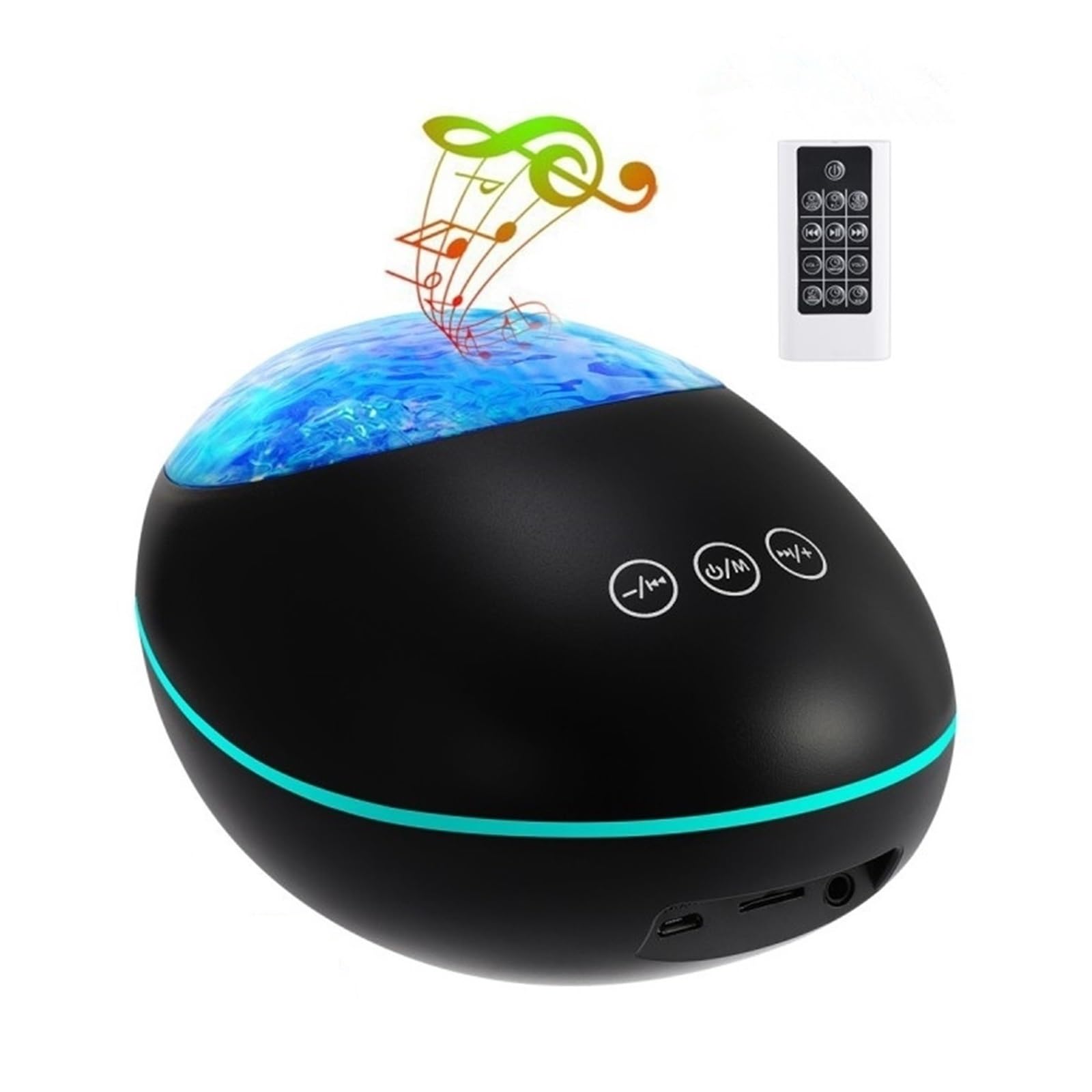 TRDEWR Projector Night Light Lamp Bluetooth Music Player Remote Control Colorful Led Projection Nightlight Create an Atmosphere(Black)