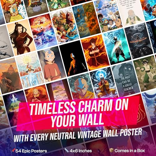 Image of The Last Airbender Posters Set of 54 - 4x6 Inch Cartoon Wall Art Prints | Elemental Characters & Iconic Moments | Aesthetic Room Decor & Wall Collage Kit