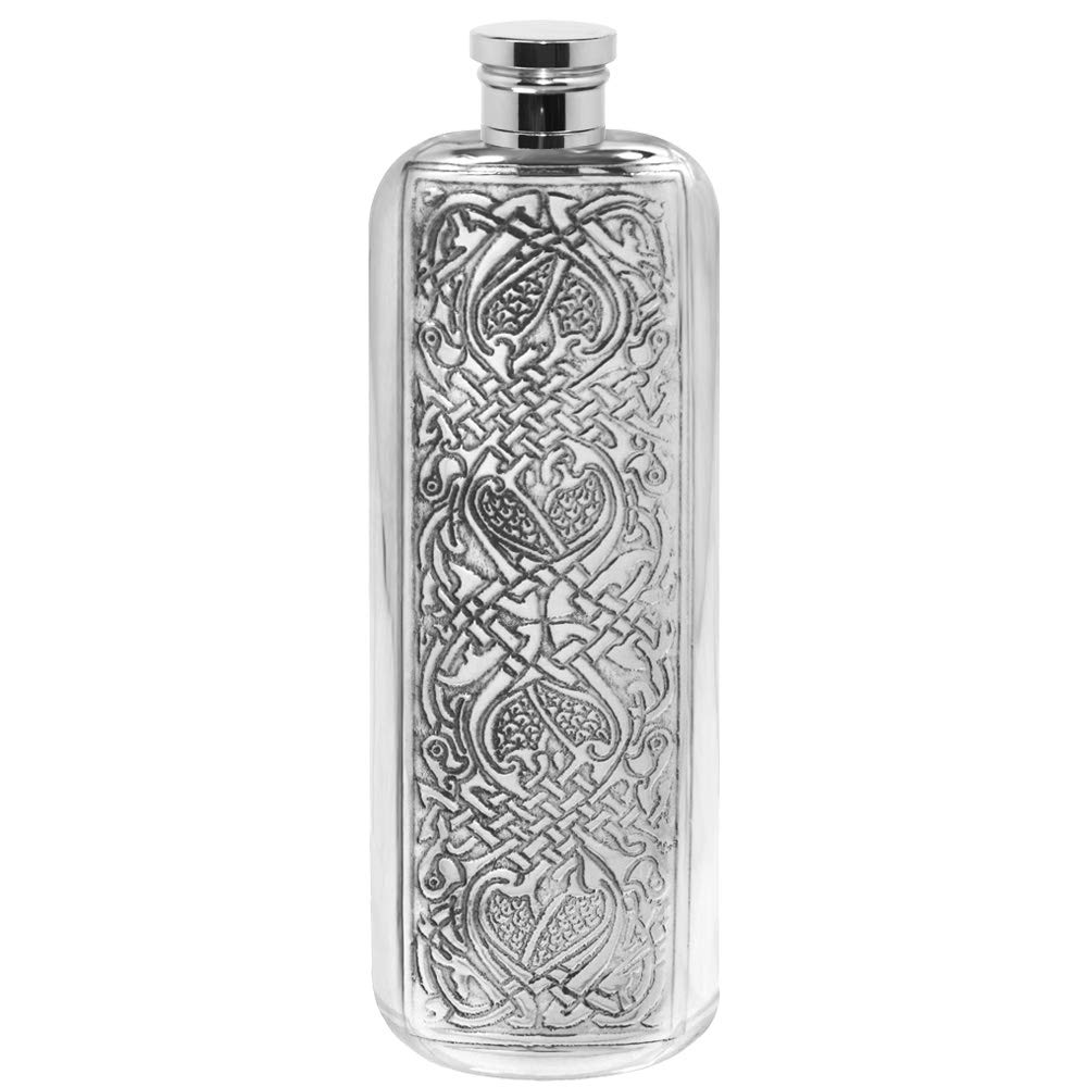 English Pewter Company Sheffield, England Women's Silver English Pewter Company 3Oz Celtic Design Top Pocket Pewter Hip Flask [Sf238]