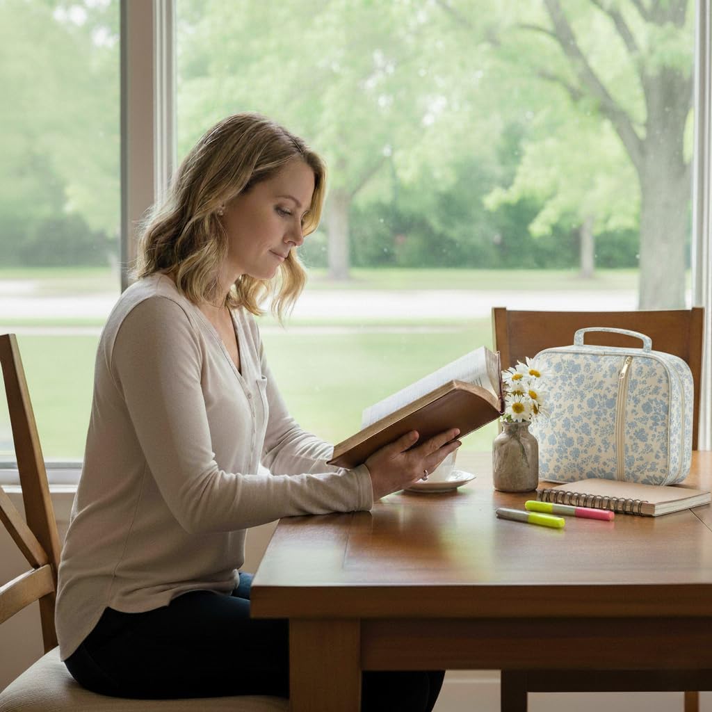 Bible Cover Case for Women Large Bible Cover Bag Bible Study Supplies Accessories Handle Quilted Bible Carrying Case for Girls Christian Gifts for Women - Image 3