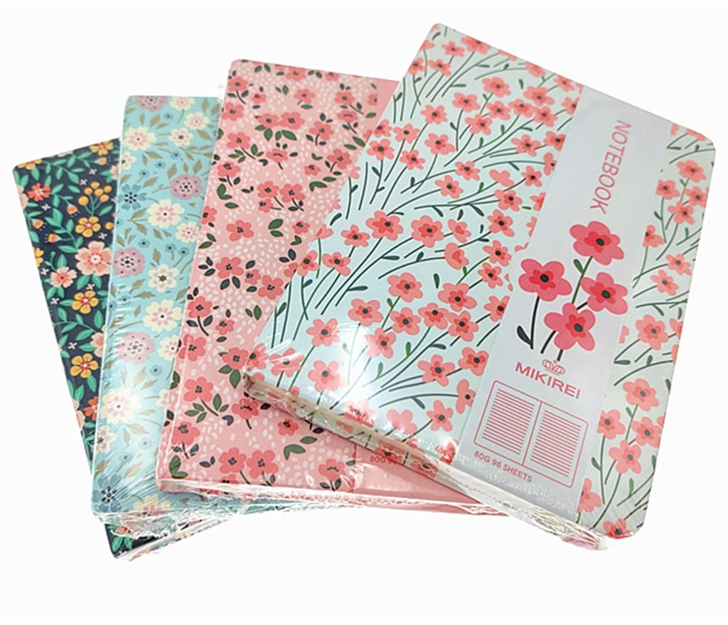 Alimitopia Paquete de 4 cuadernos de tapa dura, bolsillo rayado, cuaderno pequeño de tapa dura, cuaderno de notas, planificador de notas, tamaño A6 (5.7 x 4.1), 96 hojas, páginas rayadas (patrón
