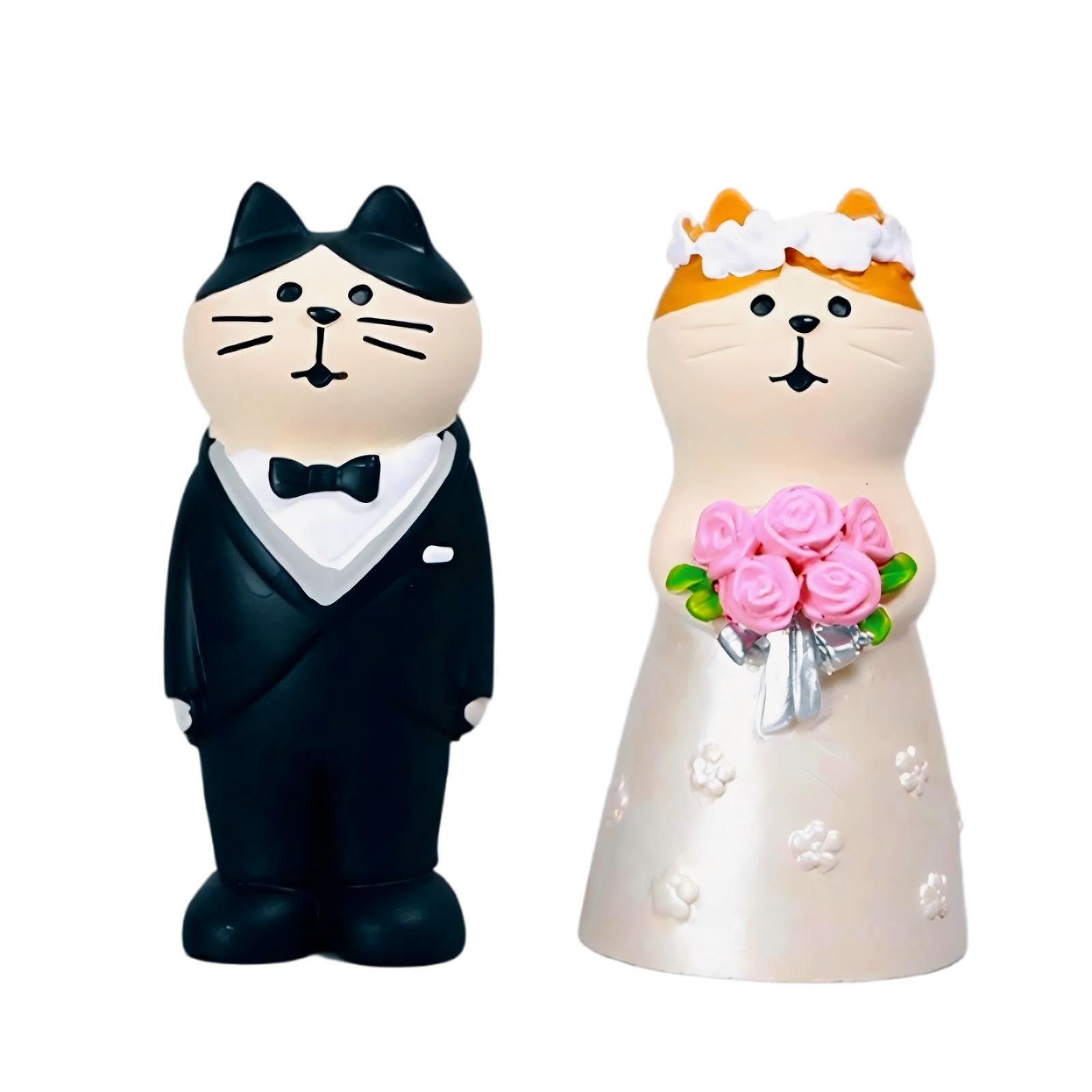 Amazon.co.jp: 猫の結婚式の置物セット、新郎と花嫁の猫、ミニチュア 