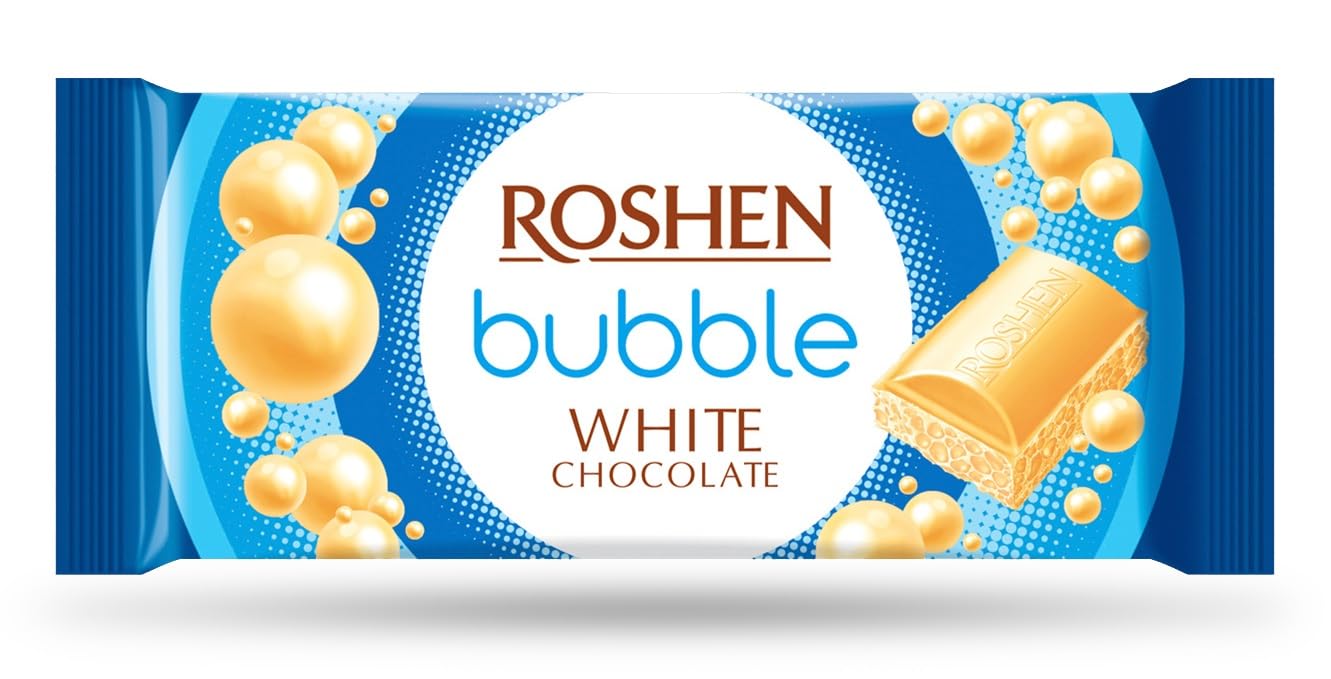 Roshen Bubbly White Chocolate Bar Delicious With Milky Aroma Filling 80g