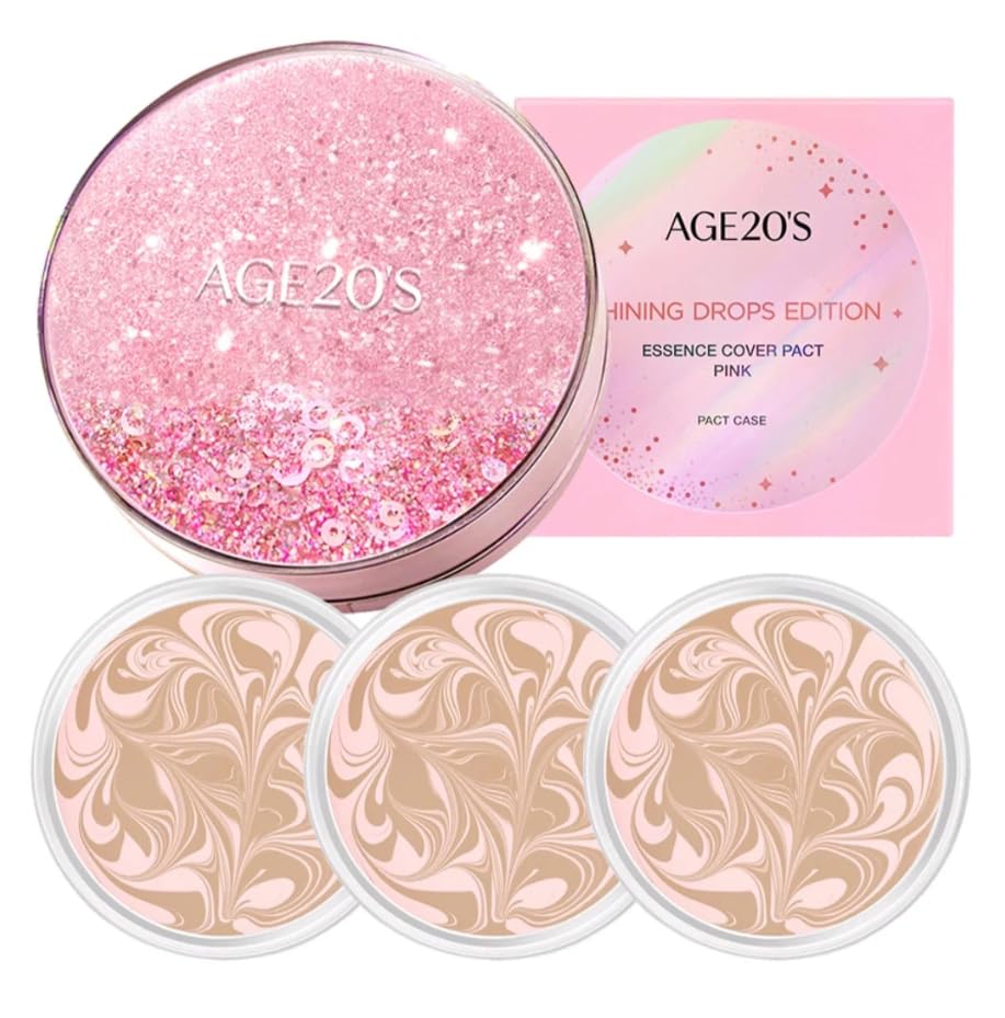 Korean Luxury Makeup Foundation Shinning Drops Rose Essence Cover Pact Triple Rose T21/ 12.5g x 2 - Image 1 of 2