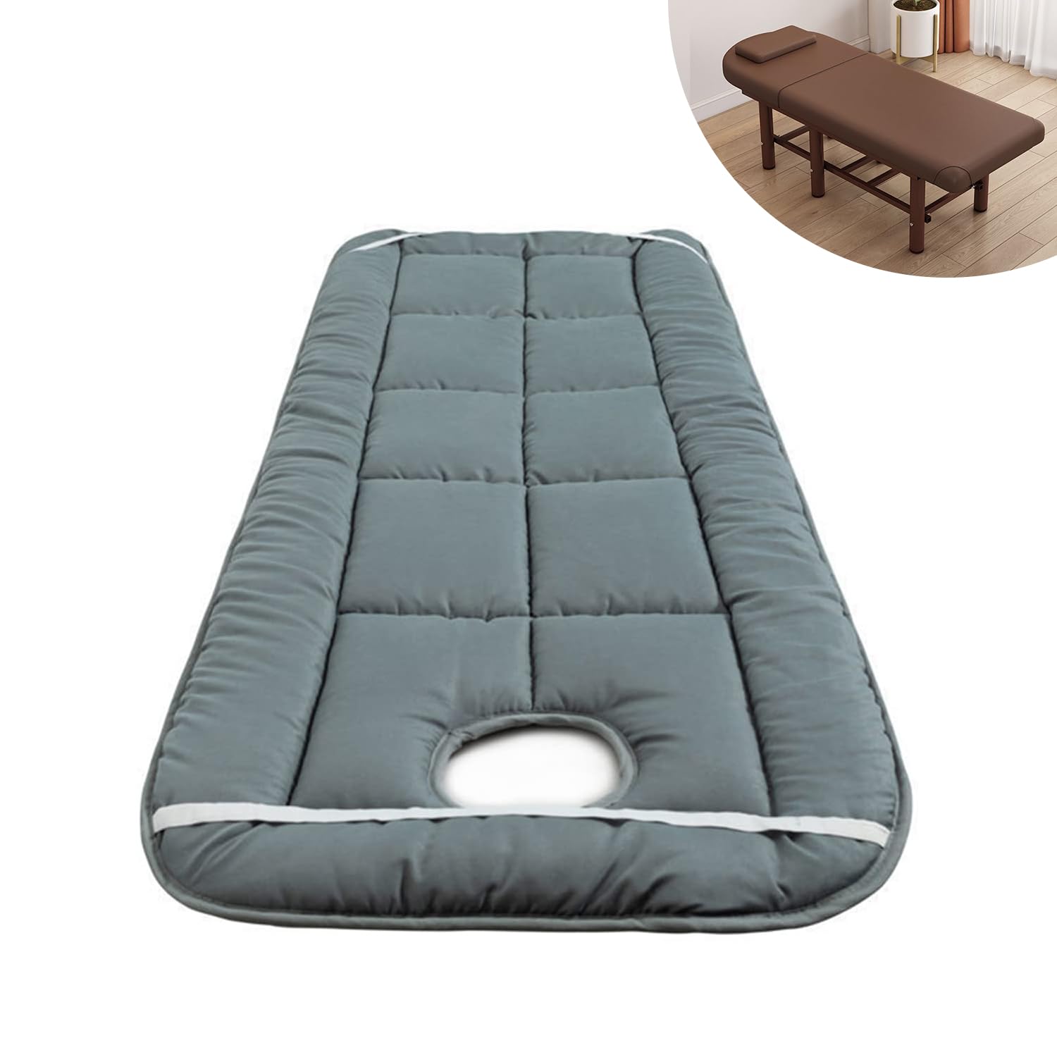 LXJDDLD Lash Bed Cushion Cover,Non-Slip Spa Bed Padding,Massage Table Pad,Round Head Massage Table Mattress Topper with Breathing Holes,for Tattoo Table Beauty Salon Bed,Gray,R 80x190cm