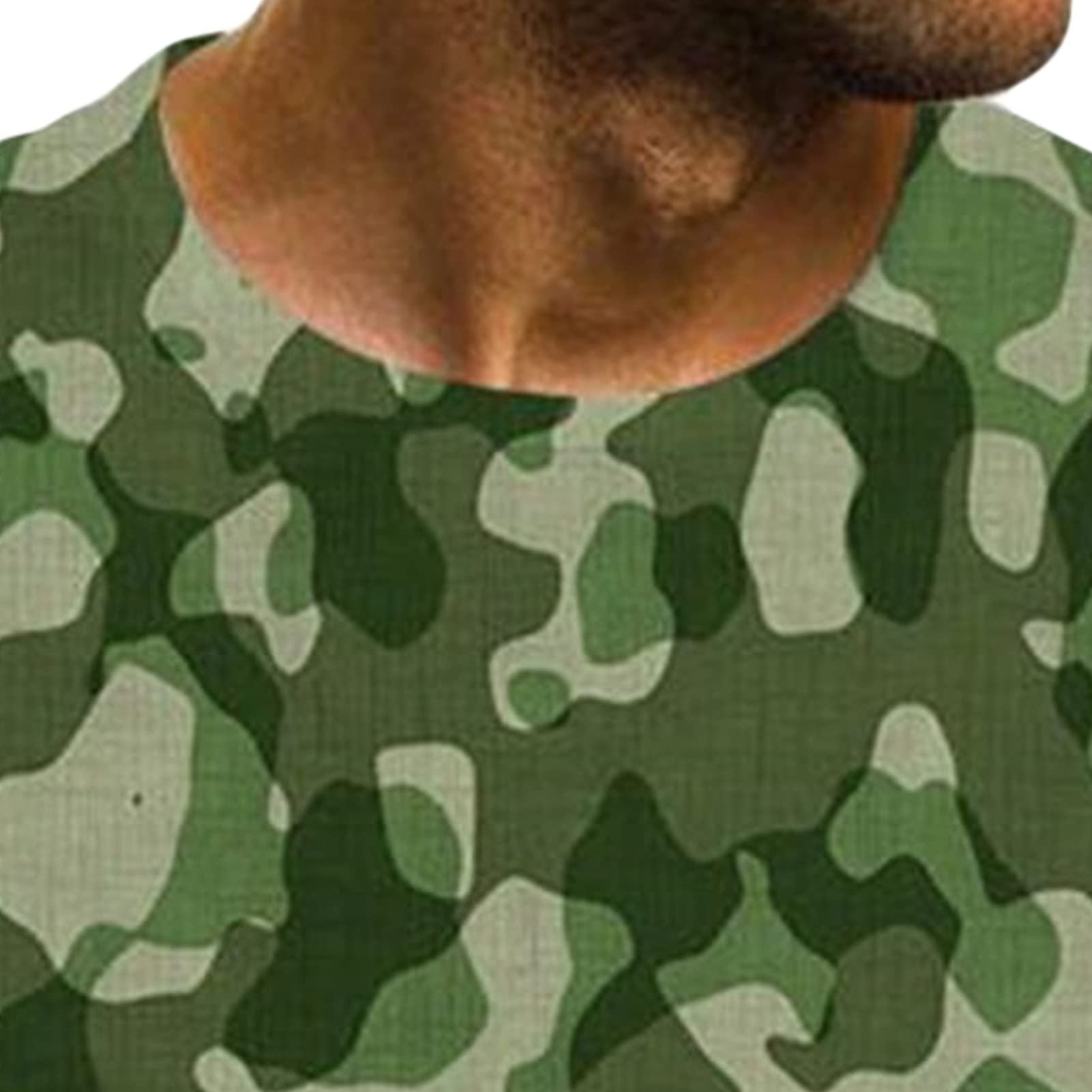 Maiyifu-GJ Men's Camo Crewneck Athletic T-Shirt Stretchy Camouflage Short Sleeve Shirts Soft Workout Military Pullover Tees (Green,4X-Large)