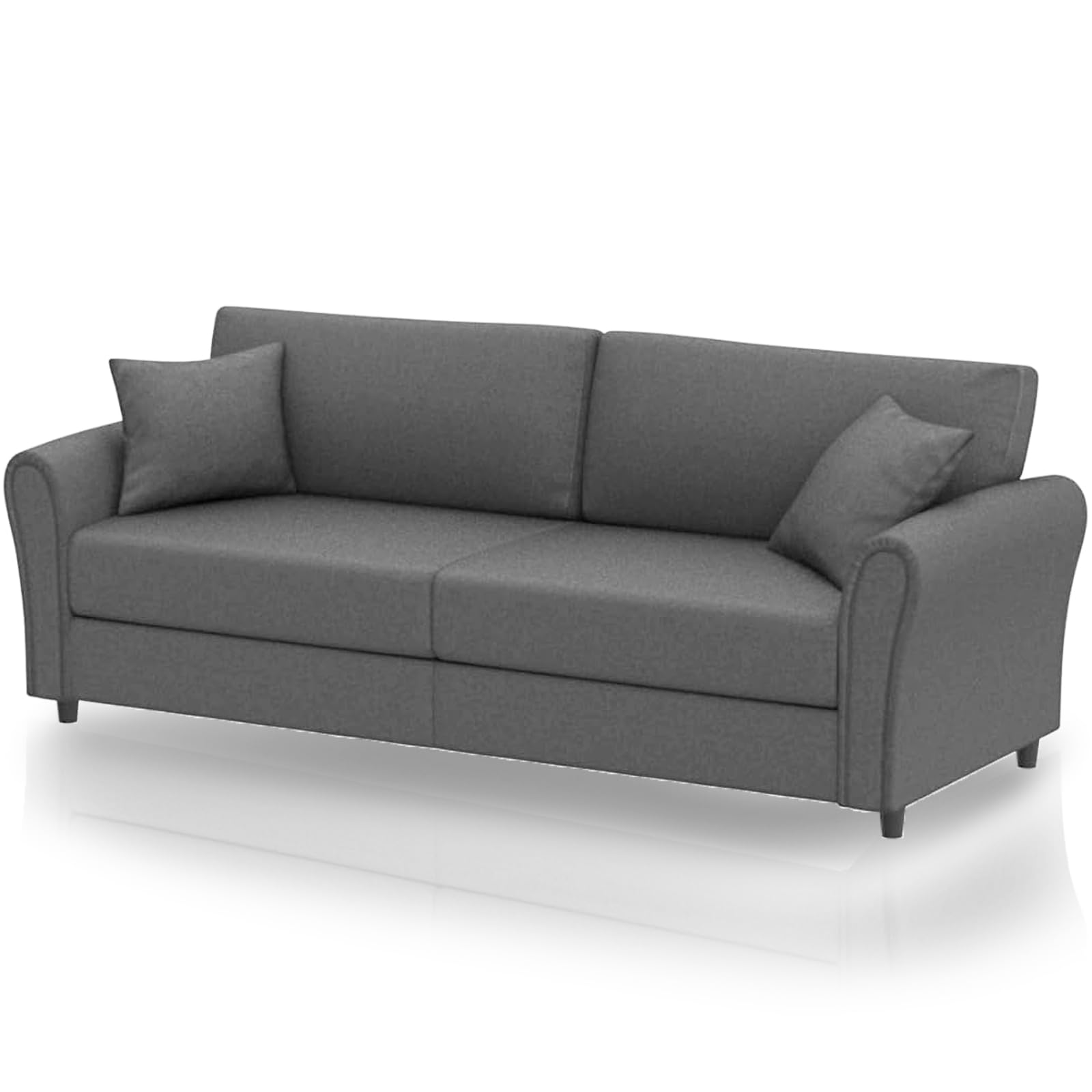 Shally Dogan Divano 3 Posti con Rivestimento in Tessuto e Struttura in Legno Robusta, Sofa Premium Relax con Imbottitura Extra Morbida ad Alta Densità, Altezza Piedini Affusolati 10 cm (Grigio Chiaro)