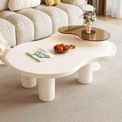 Amazon.com: Guyii Round Nested Coffee Table Set, Creamy White Coffee ...