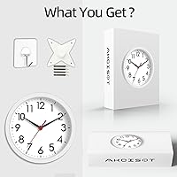 Vista 7 de AKCISOT Reloj de pared, moderno y pequeño, funciona con pilas, de 8 pulgadas, silencioso, analógico, clásico, para oficina, hogar, baño, cocina