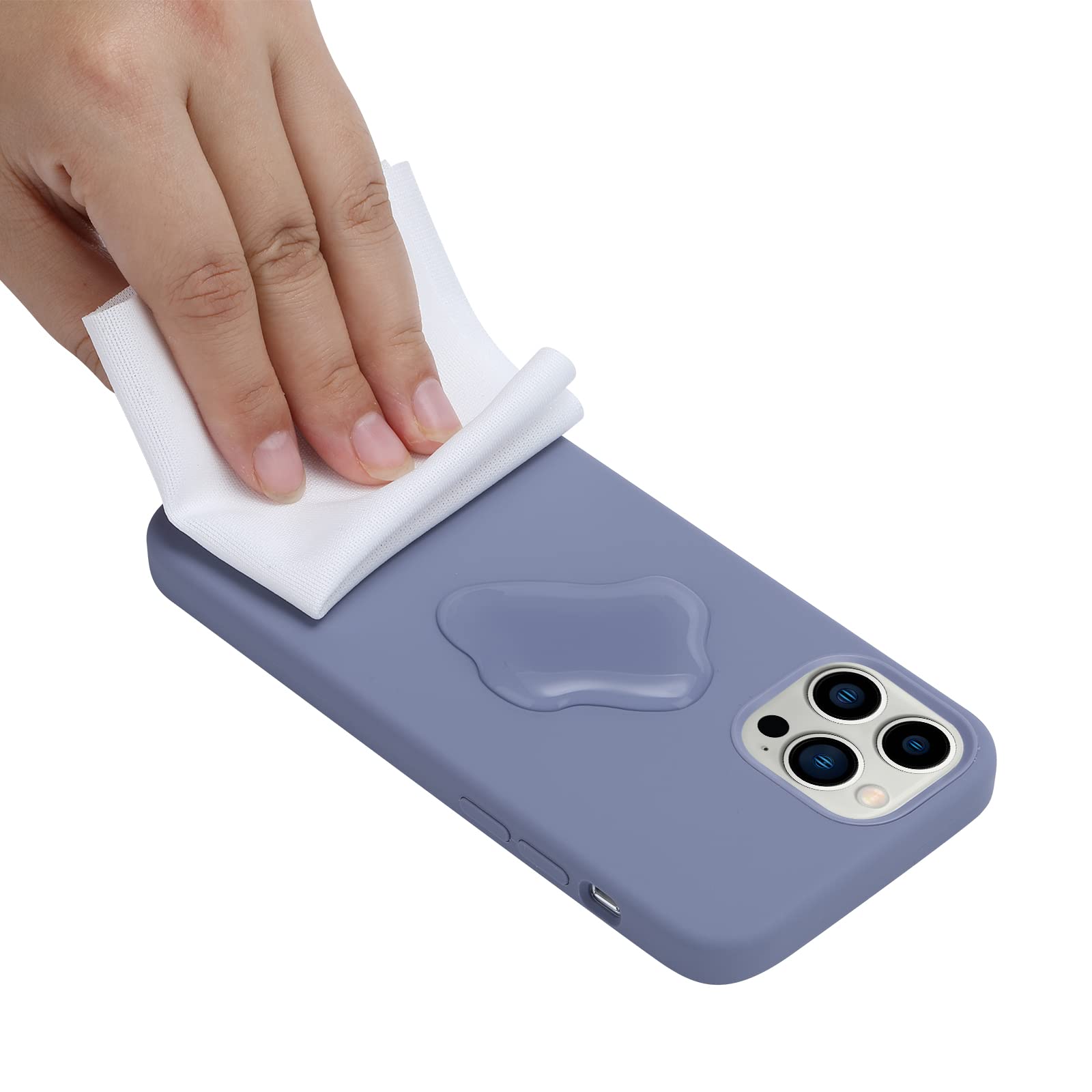 HGH Custodia In Silicone Per IPhone 12 Pro Max Con Fodera In Microfibra E Cordino - Colore Grigio Lavanda - 3