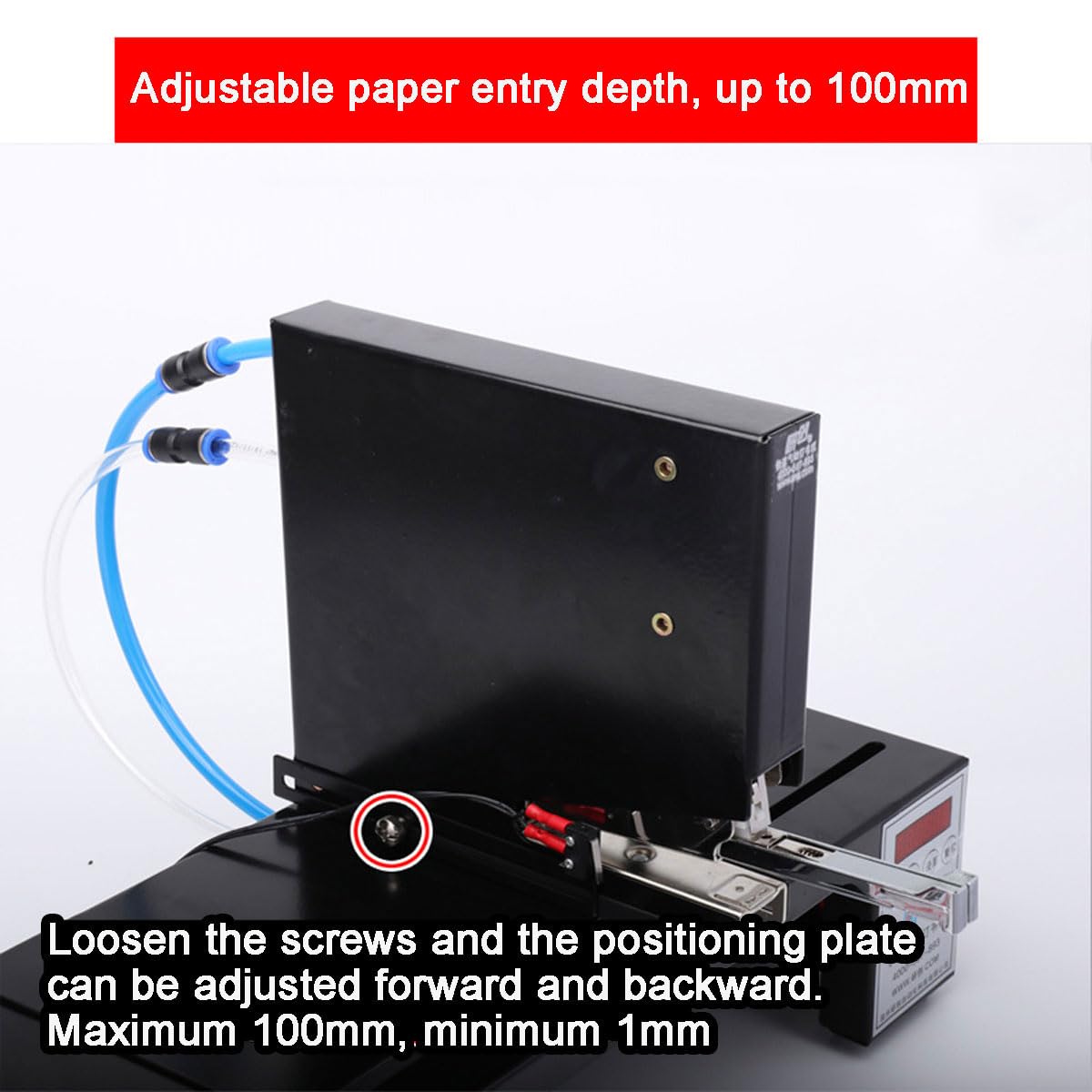 Pneumatischer Hefter, Sattelbindemaschine mit Ergiebigkeitsmesser, 100 mm Tiefe, verstellbare Positionierung, automatischer Nagelvorschub für Druckhäuser, Büros