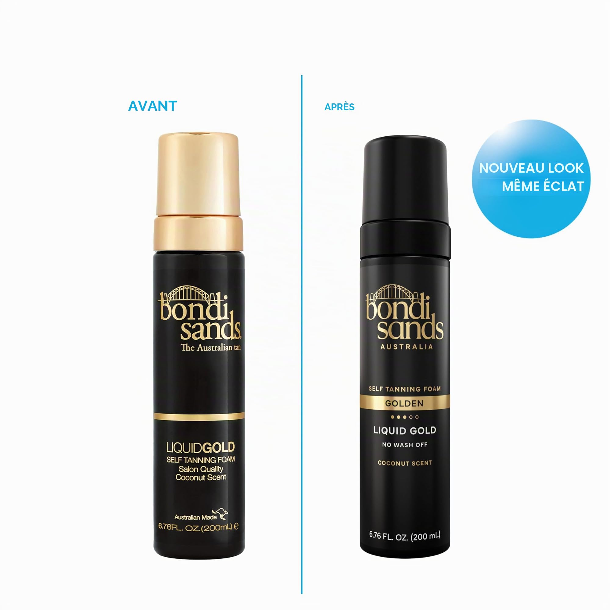 Bondi Sands Mousse autobronzante Liquid Gold | Formule légère à séchage rapide qui donne à la peau un bronzage doré éclatant au soleil, enrichie en huile d'argan | 200 ml