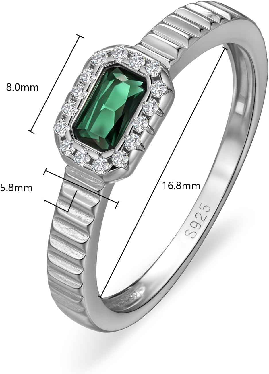 Rings, 925 Sterling Silver,Platinum Plated,Rectangle - Image 3