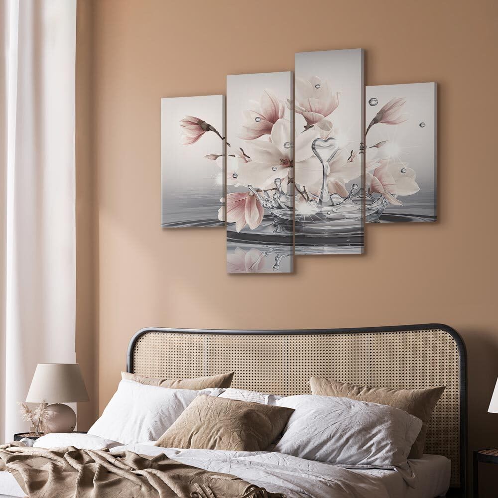 Tableau Sur Toile Fleurs Et Lys 90x60 Cm – Déco Murale Nature Élégante, Impression Florale Intissé, Cadre Bois Prêt à Accrocher