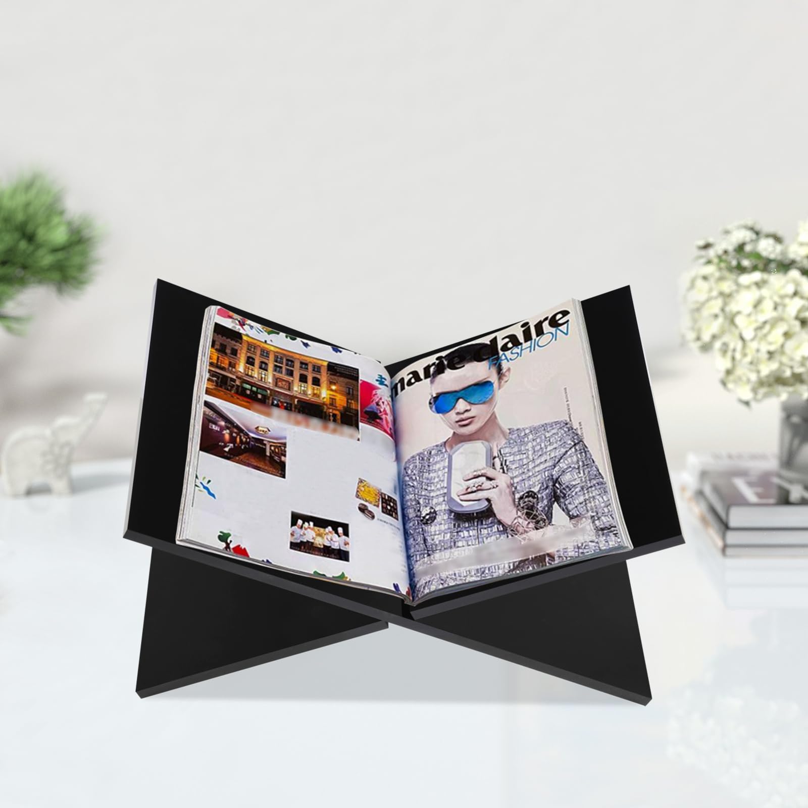 Libreria in acrilico – cornice a croce in acrilico nero – Espositore e lettura – Adatto per arte, Bibbia, libro di cucina, cavalletto, riviste