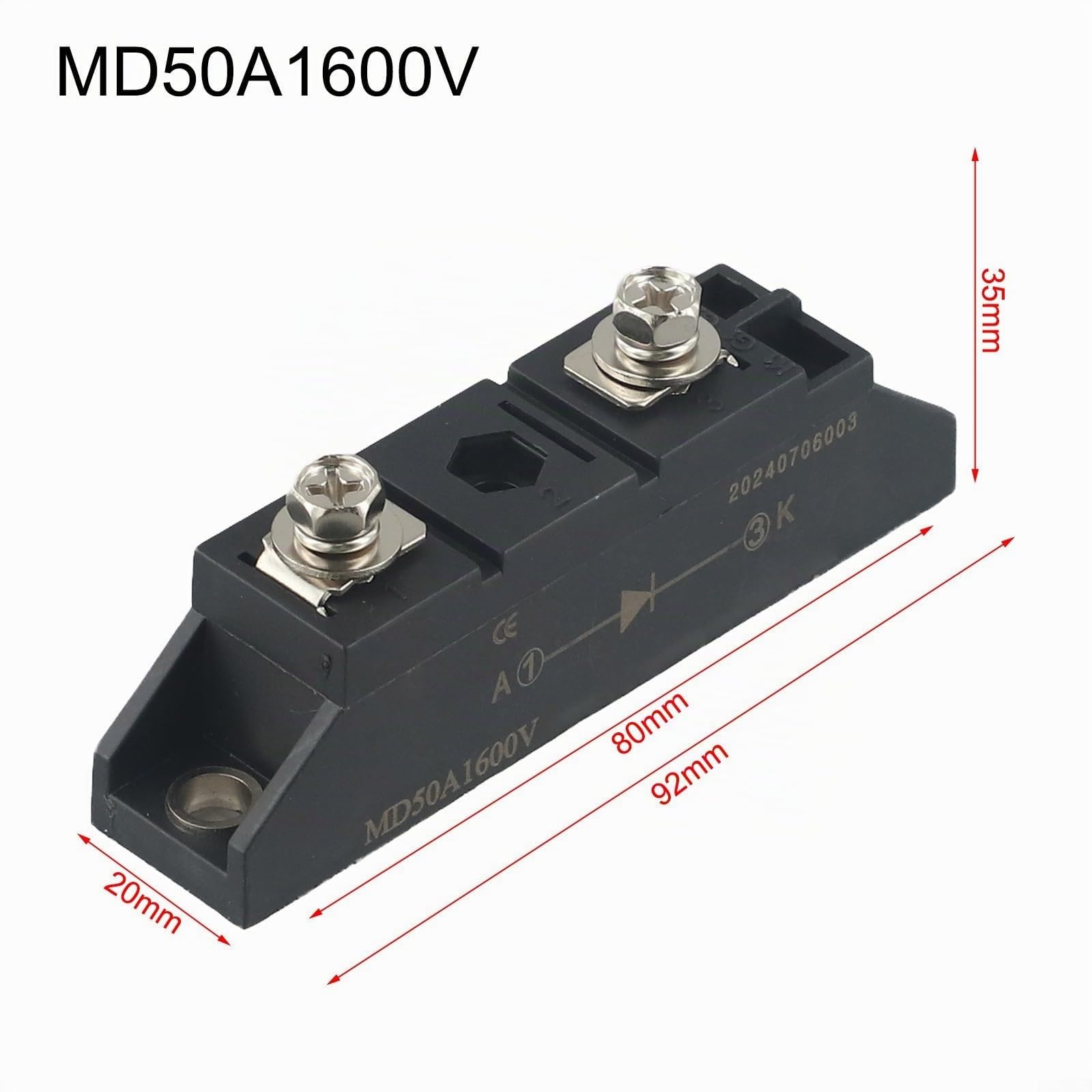 Oniissy Module de diode de charge anti-inverse, redresseur photovoltaïque anti-inverse, diode de charge anti-retour MD50A/MD100A/MD200A1600V Module de diode anti-retour (MD50A)