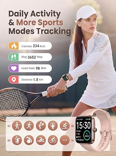 Miniatura 2 de SKG Reloj inteligente para mujer, rastreador de fitness con 5 ATM, impermeable, monitor de salud para frecuencia cardíaca, oxígeno en sangre y