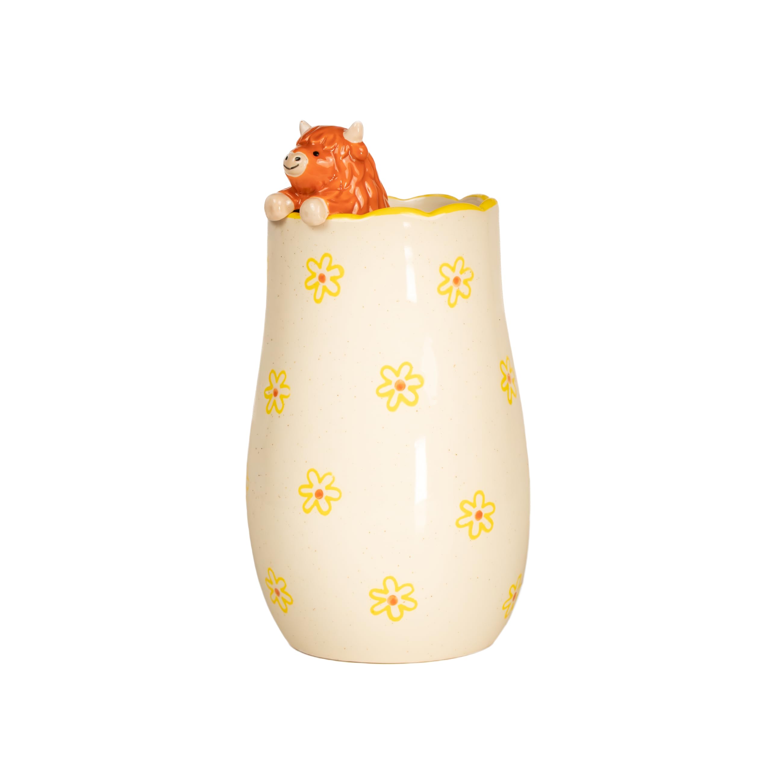 Sass & Belle Yellow Peeking Highland Cow Vase
