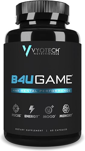 B4UGAME Suplemento de refuerzo cerebral | Rendimiento mental máximo | Nootrópico para concentración, claridad, memoria, estado de ánimo, energía y