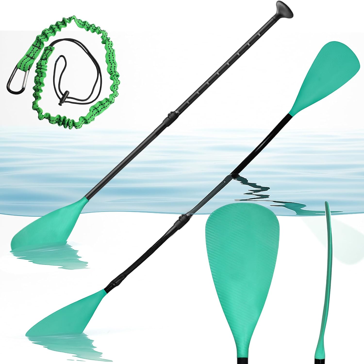 BeGrit Kajak Paddel Schwimmende Doppelpaddel 2-in-1 Verstellbar Kajakpaddel Abnehmbares SUP Hilfspaddel Ausziehbar Einzelpaddel Aluminium Bootsruder Notfall Paddel mit Paddelleine für Kajak Kanu