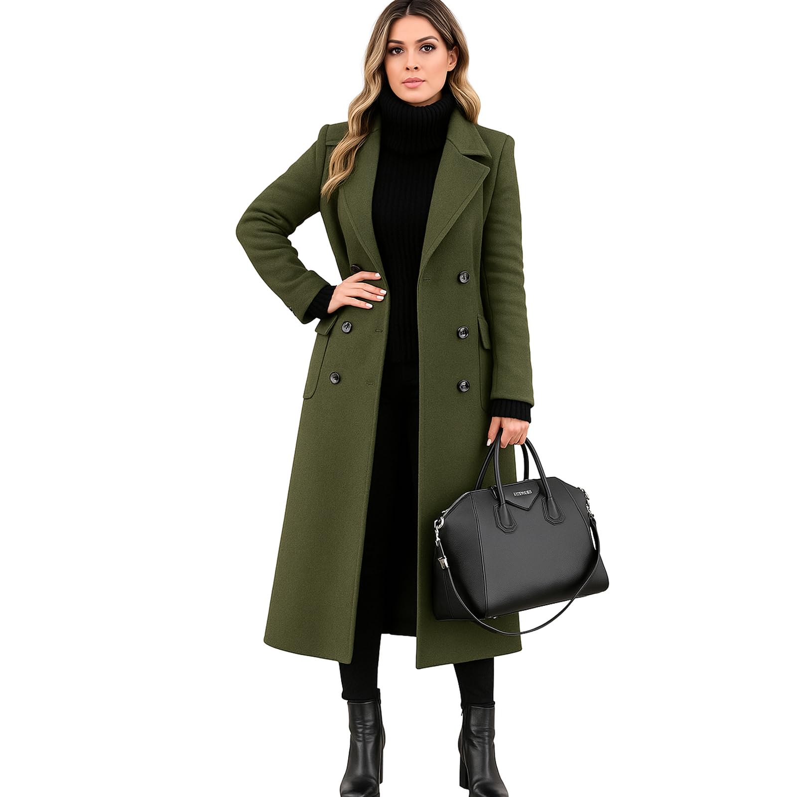 Women Elegant Pea Coats Long Sleeve Single Breasted Trench Dressy Jackets Winter Business Casual Outfits Blazers for Work