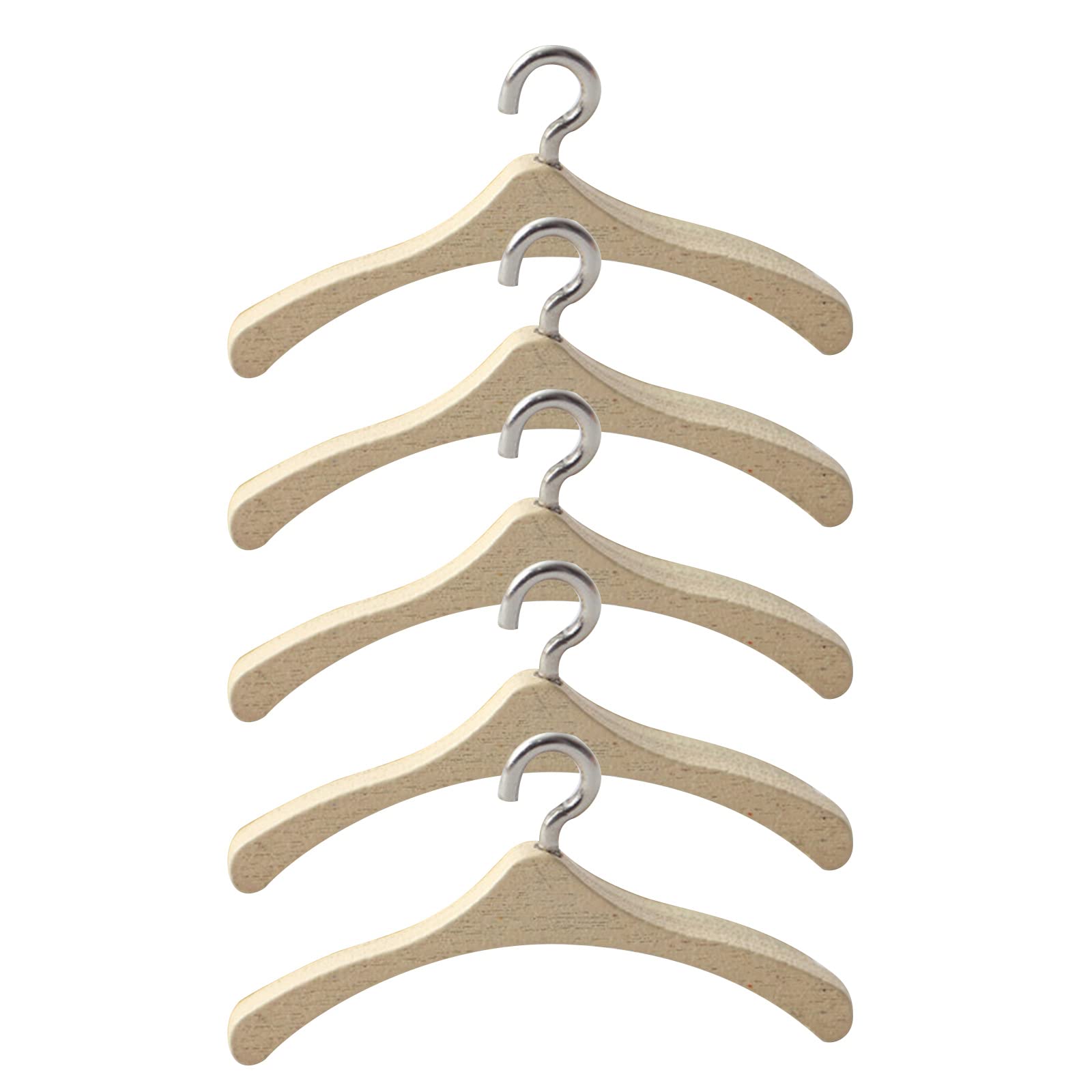 5pcs 1:12 Wood Clothes Hanger Miniture Coat Hanger Model Accessories For Wardrobe Bedroom