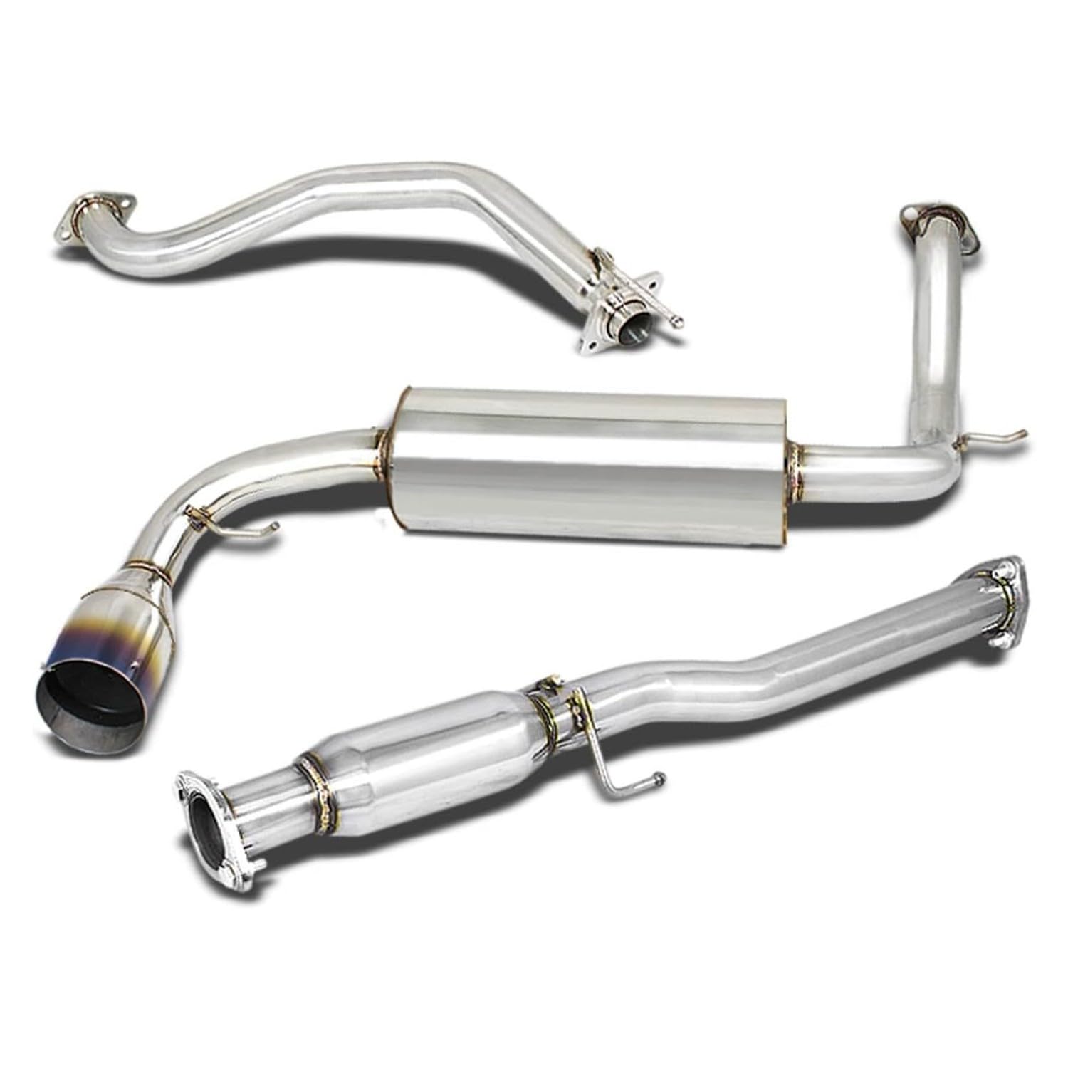 Auto Dynasty Inches Burnt Muffler Tip Catback Exhaust System Compatible  with 1988-1991 Honda CRX Hatchback, Stainless Steel