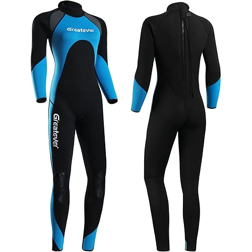 Greatever Wetsuit for Men Women,3mm Neoprene Full Body Keep Warm Long Sleeve Back Zip Full Scuba Diving Suit UV Protection,for Surfing Snorkeling Kayaking Water Sports