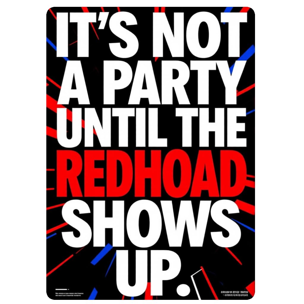 Not Party Until Redhead Shows Tin Sign, 8x12 Inch Decor