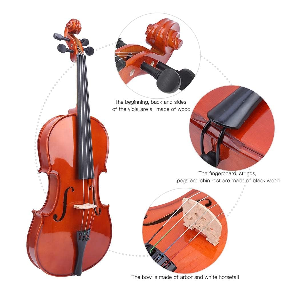 VBESTLIFE 16 Zoll Bratsche Set, Massivholz Viola mit Fall Bow Rosin Brücke für Anfänger Schüler