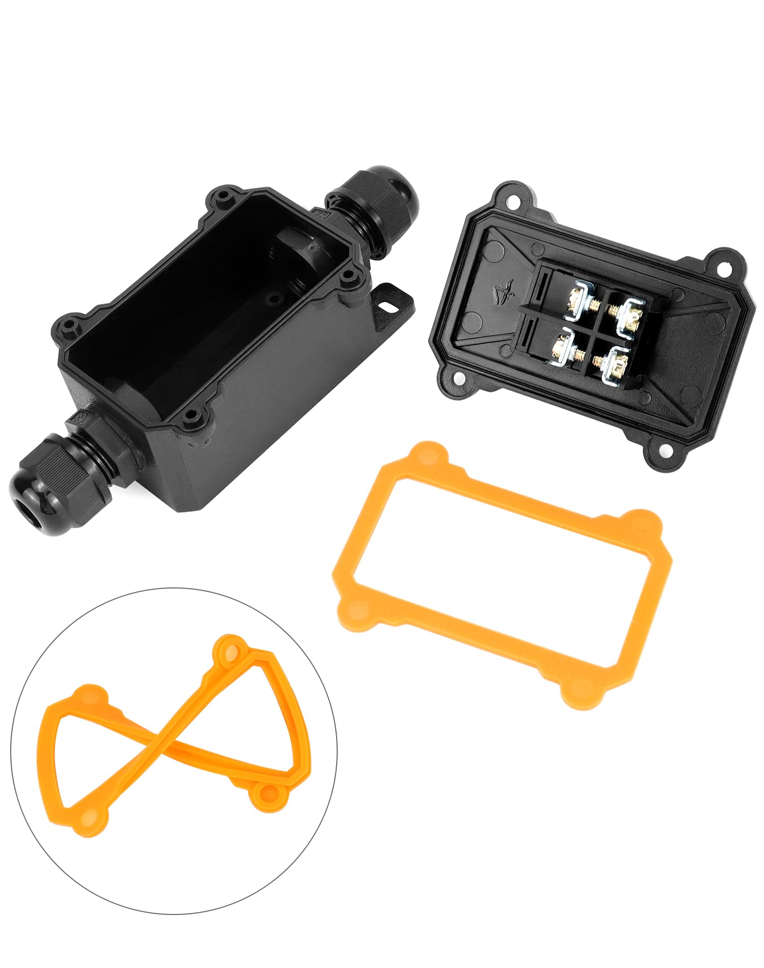 QWORK® Interruptor de cable en línea impermeable IP65 con luz indicadora roja, 220V 30A, DPST de 4 pines, control de encendido/apagado de doble posición
