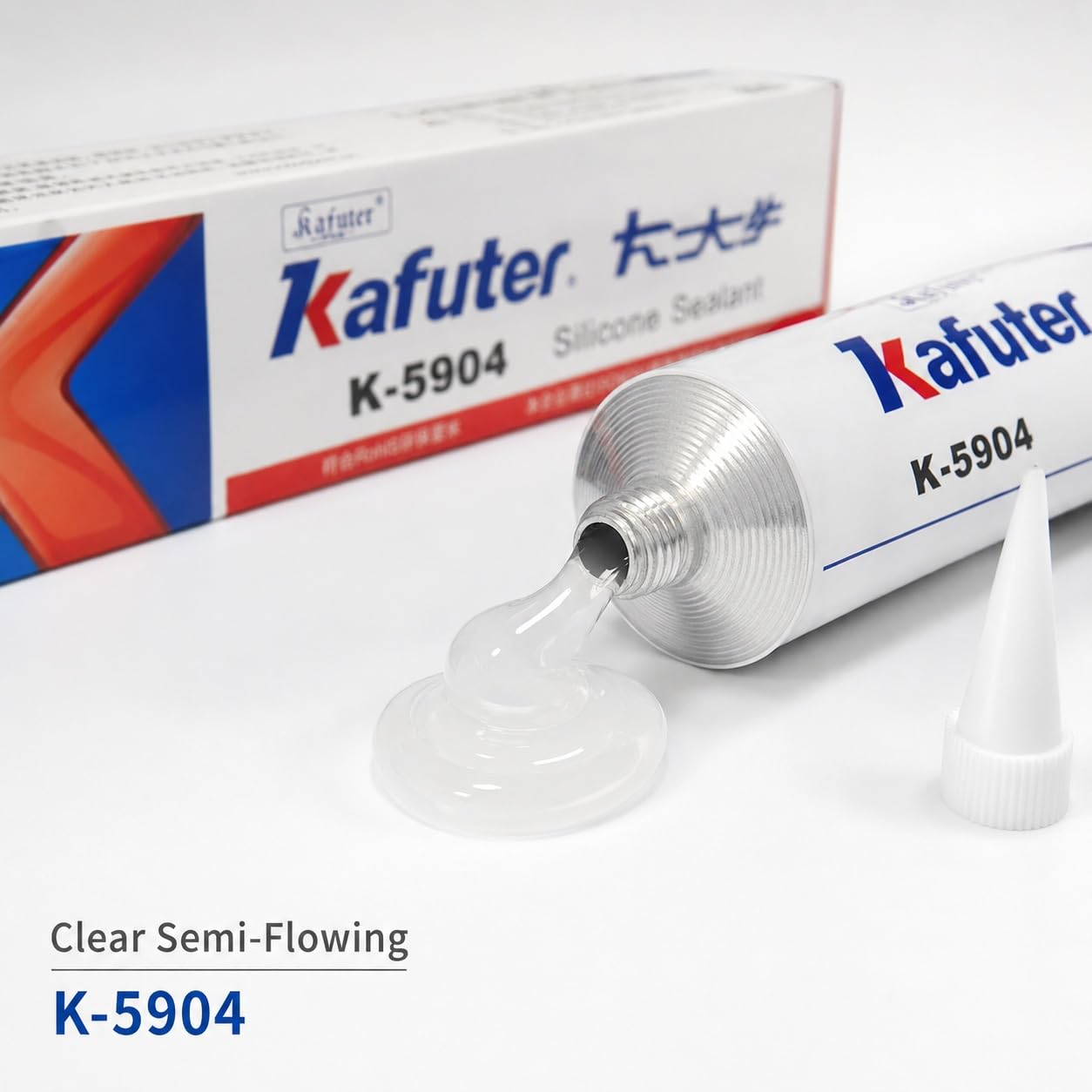 VIDOO Kafuter K-5904 Cemento Encapsulado Lámpara Proyector Semitranslúcido Pegamento Silicona Aislamiento Dieléctrico No Corrosivo para Vidrio Cerámica Metales - 300ml