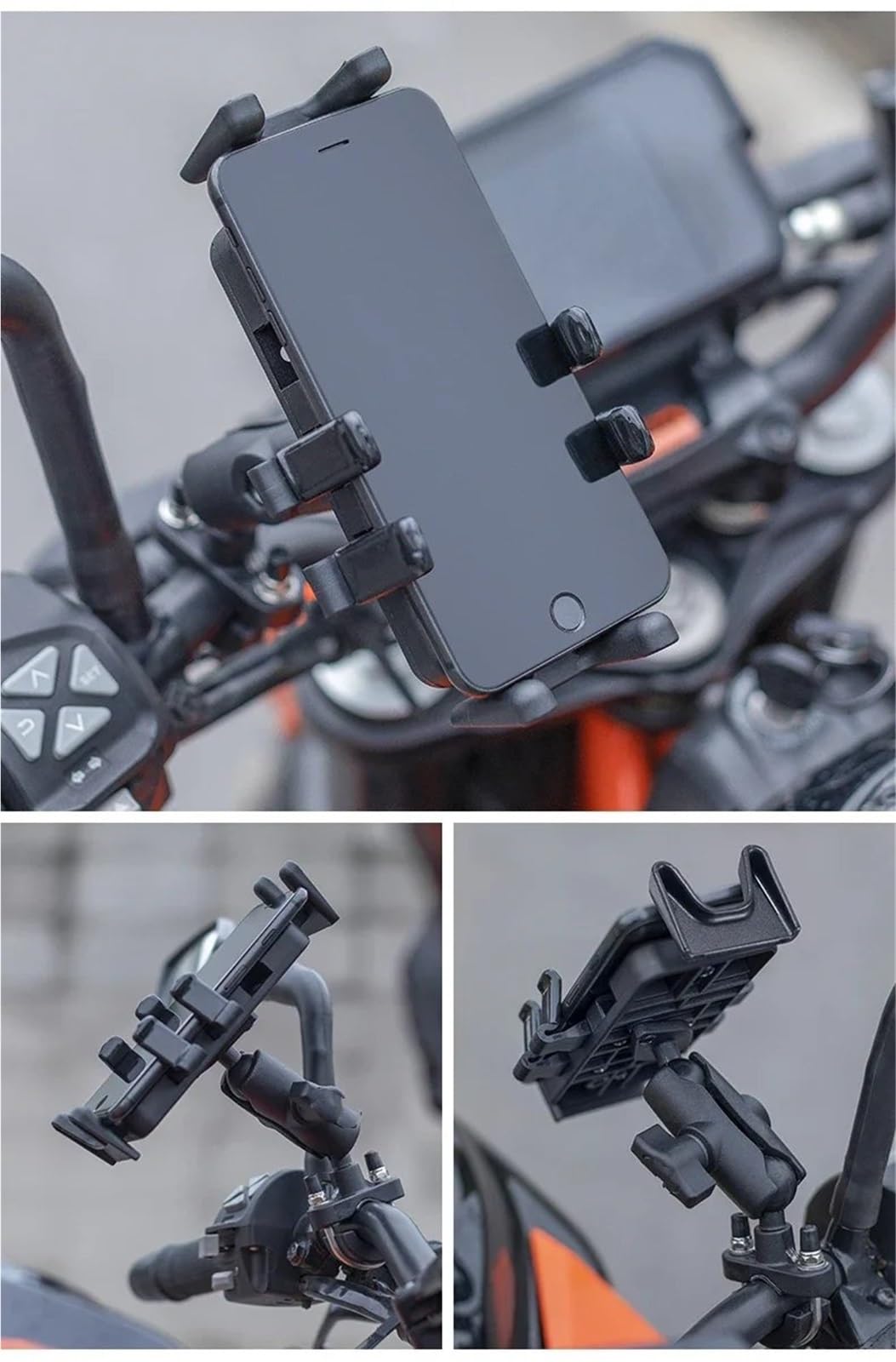 Support De Navigation GPS pour Moto Support De Téléphone De Vélo De Moto Réglable avec Module D'amortisseur Support De Téléphone De Vélo Antidérapant Support de Navigation de Moto(Style B)