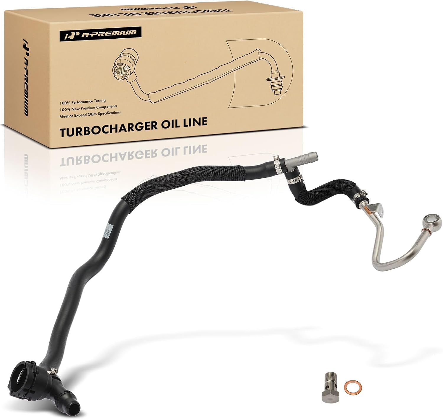 A-Premium Turbocharger Oil Line Compatible with BMW X5 2011-2018, X6 2008-2019, V8 4.4L, Supply (Right)