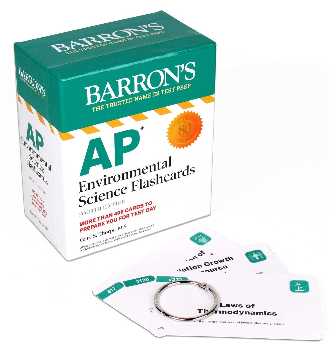 Barrons Educational Services AP Environmental Science Flashcards, Fourth Edition: Up-To-Date Review + Sorting Ring for Custom Study Test Prep)
