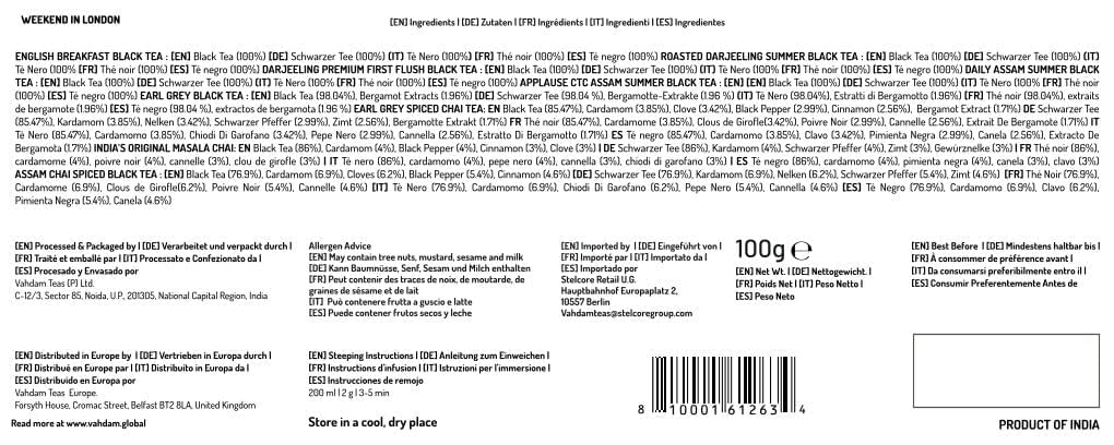 VAHDAM, Luxury Tea Gift Set | 24 Unique Loose Leaf Teas in Tin Caddies - Premium Tea Gift Box |Gluten Free & Non GMO | Gifts for Women, Men & Adults: Weekend in London Tea Gift Set