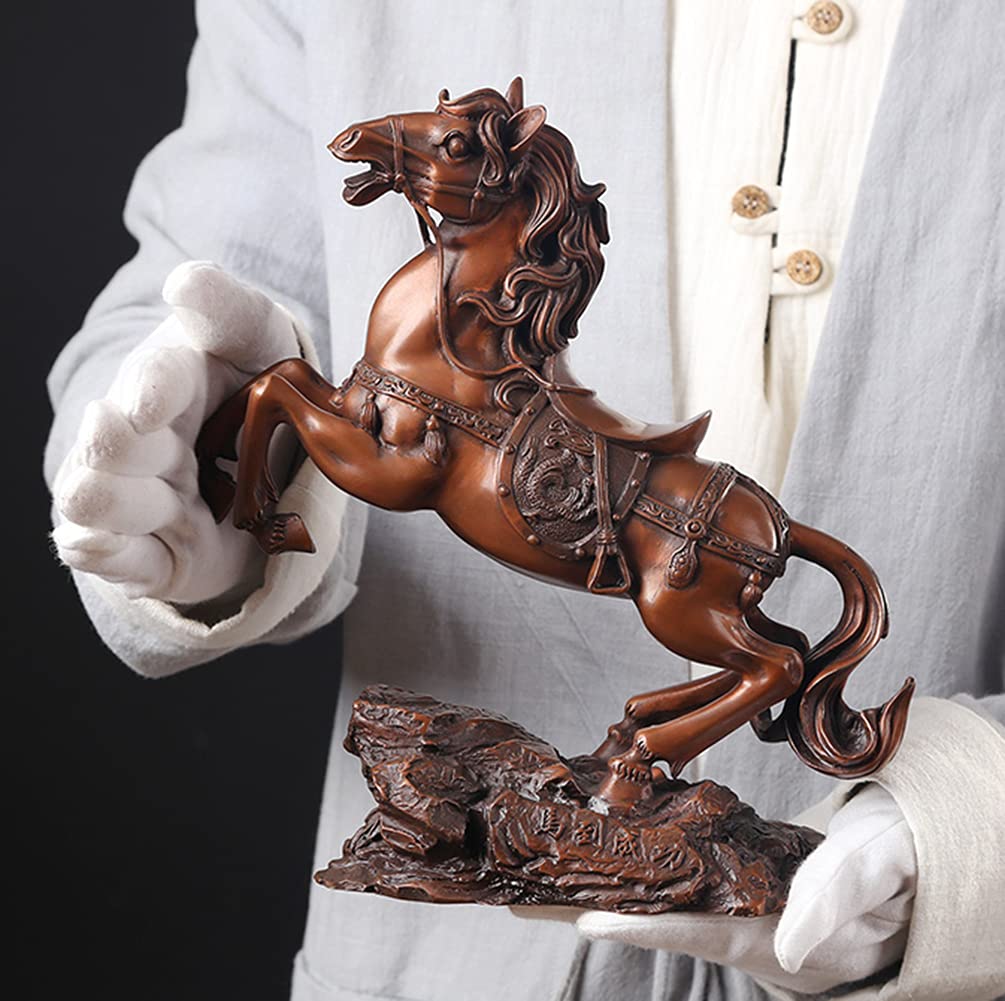 Eco-vriendelijke hars gelukkige geschenken paard standbeeld sculptuur, wit/ koper/zwart paard staande standbeeld, voor Office Decor voor Home Decor ( Color : B Eco-vriendelijke hars gelukkige geschenken paard standbeeld sculptuur, wit/ koper/zwart paard staande standbeeld, voor Office Decor voor Home Decor ( Color : B