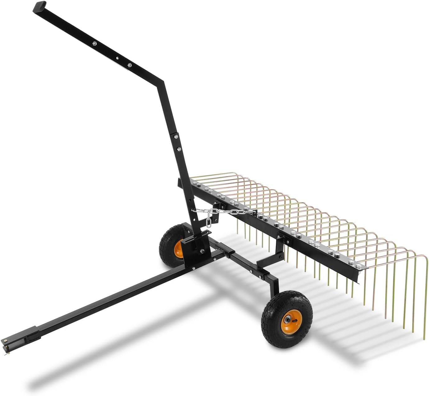 VEVOR Tow Behind Dethatcher, 60-inch Tow Dethatcher with 24 Steel Tines, Lawn Dethatcher Rake for ATV or Mower, Tow Behind Lawn Rake with Lift Handle for Leaves, Pine Needles, and Grass 60"Tow Dethatcher