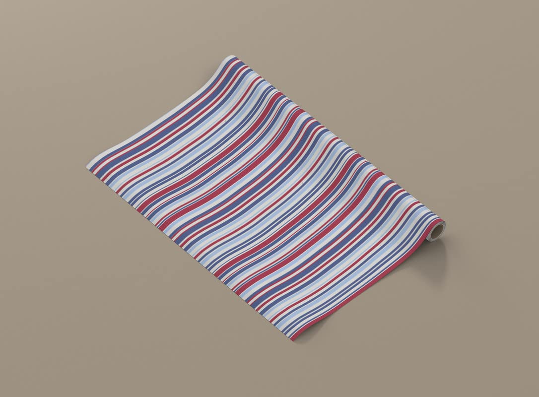 Dovetail Candy Cane Gift Wrapping Paper β Pack of 4 Sheets (29 x 19 in) | Red, White & Blue Stripe Design for Birthdays, Christmas & Everyday Gifting 4