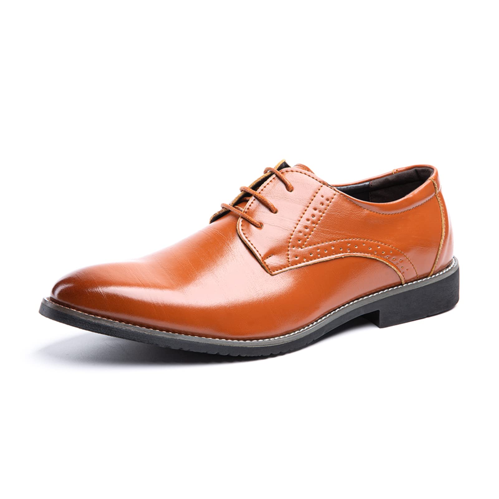 Męskie buty garniturowe Oxford Derby, buty skórzane, buty ślubne, sznurowane, biznesowe, klasyczne buty sznurowane, niebieskie, złote, szare, czerwone, czarne, brązowe, khaki, rozm. 37-48, Khaki 3, 42