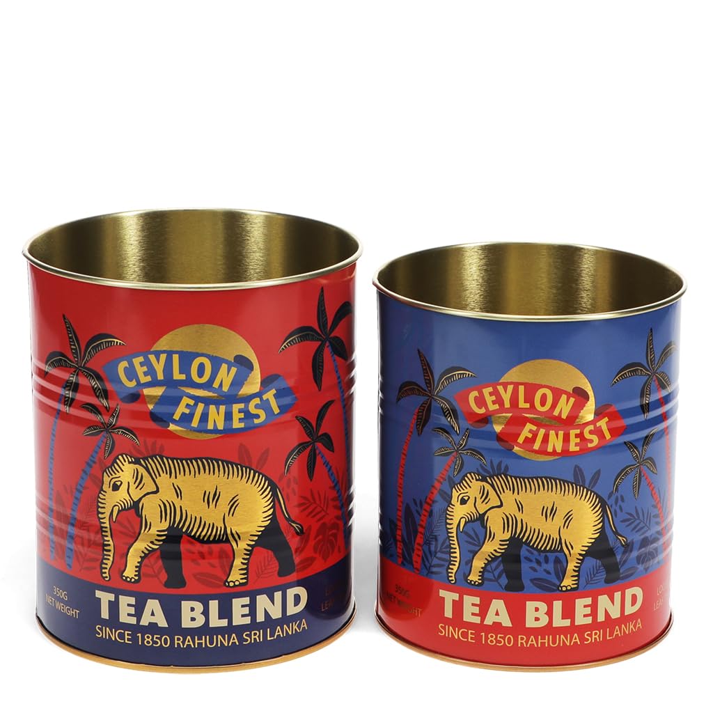 Rex London Storage Tin Set — Snack Tin Can Storage | Vintage Storage Tins | Retro Kitchen Accessories Decorative Tin | Tin Storage for Kitchen | Retro Decor Vintage Tin | Stackable Metal Tins