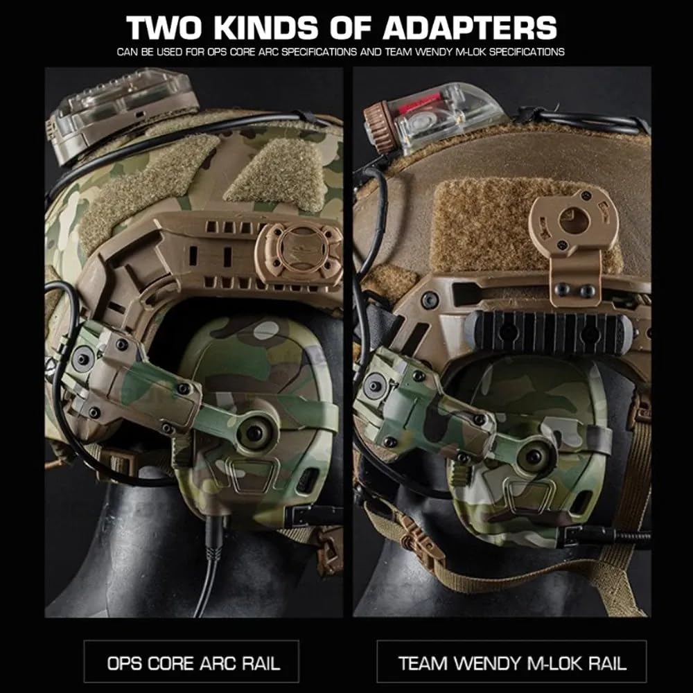 ACEXIER Cuffie tattiche Militari per la Caccia e Il tiro a Segno Cuffie a riduzione del Rumore per Ops Core Arc e Wendy M-Lok Casco Montato sulla Testa Doppio Uso